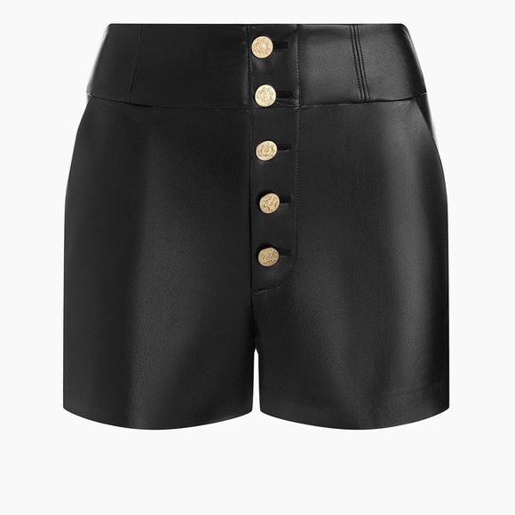 ALICE + OLIVIA Baylor Faux-Leather Ultra-High-Rise Shorts size 0 - Picture 4 of 7